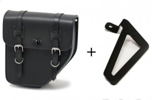 Leather saddlebag CUSTOMACCES IBIZA Crni right, with side metal base + universal support