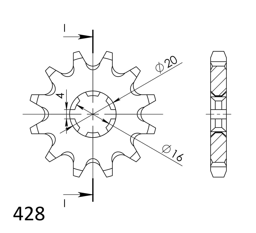 Prednji lančanik SUPERSPROX CST-1263:11 11T, 428