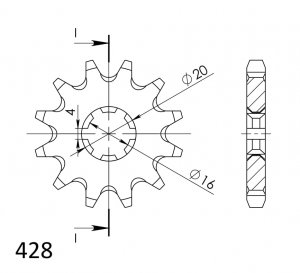 Prednji lančanik SUPERSPROX CST-1263:12 12T, 428