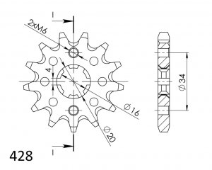 Prednji lančanik SUPERSPROX CST-1263:13 13T, 428