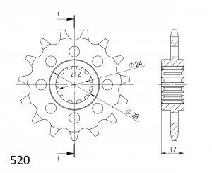 Prednji lančanik SUPERSPROX CST-1295:15 15T, 520