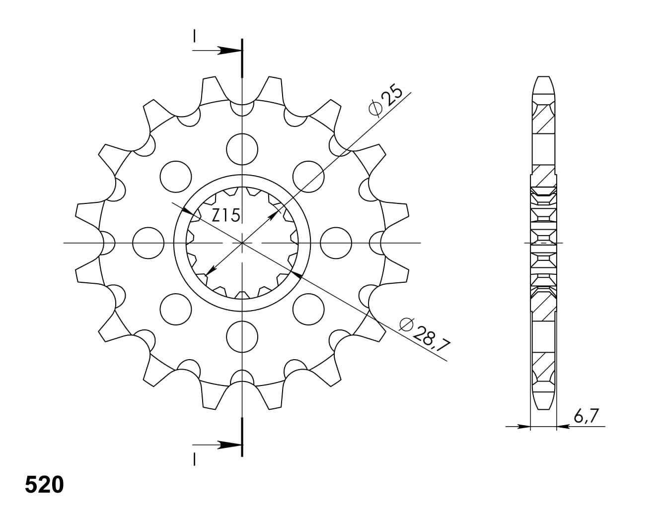 Prednji lančanik SUPERSPROX CST-1592:14 14T, 520