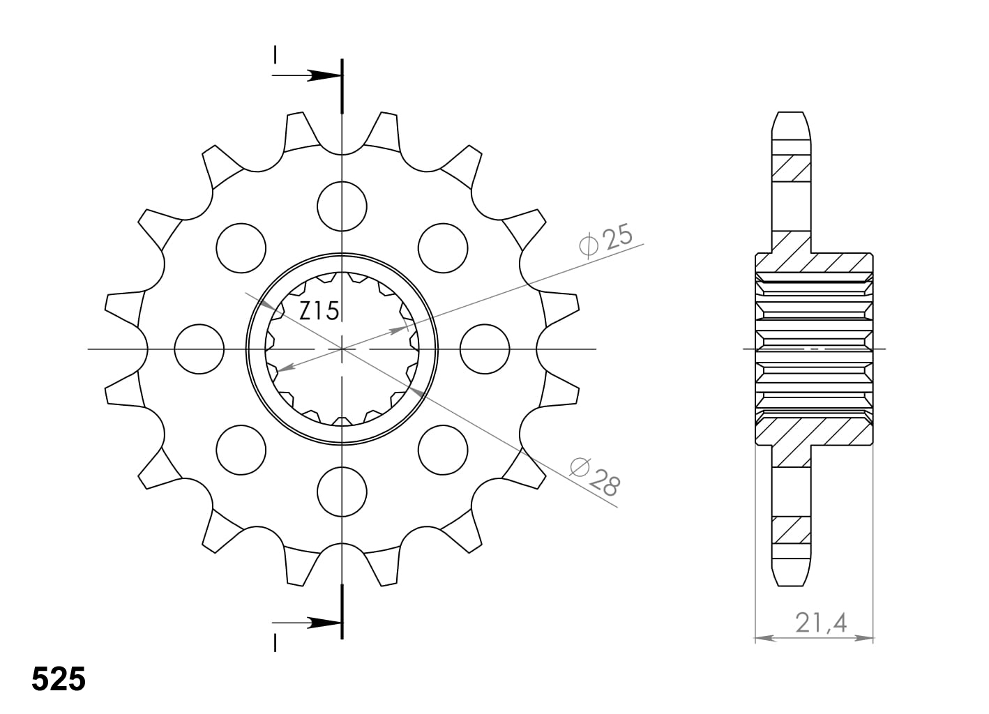 Prednji lančanik SUPERSPROX CST-2150:15 15T, 525