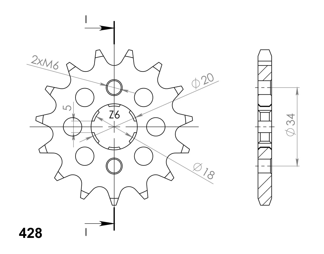 Prednji lančanik SUPERSPROX CST-264:13 13T, 428