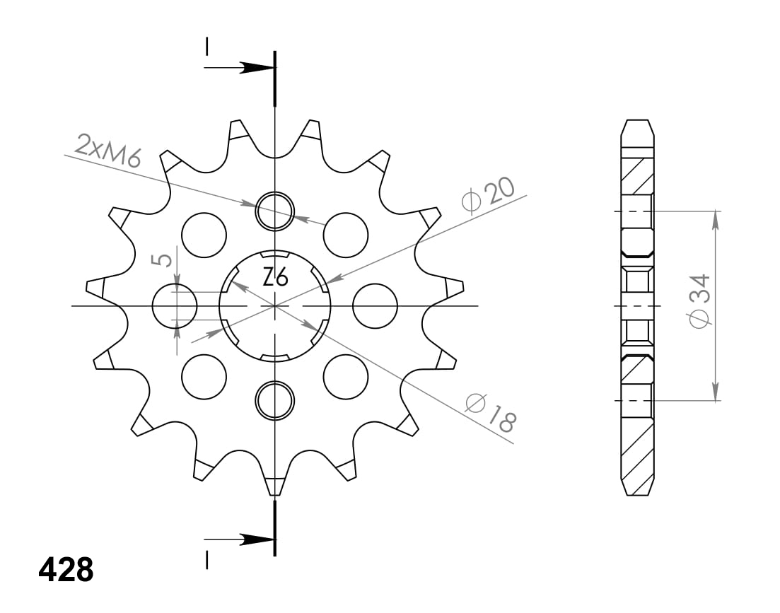 Prednji lančanik SUPERSPROX CST-264:14 14T, 428