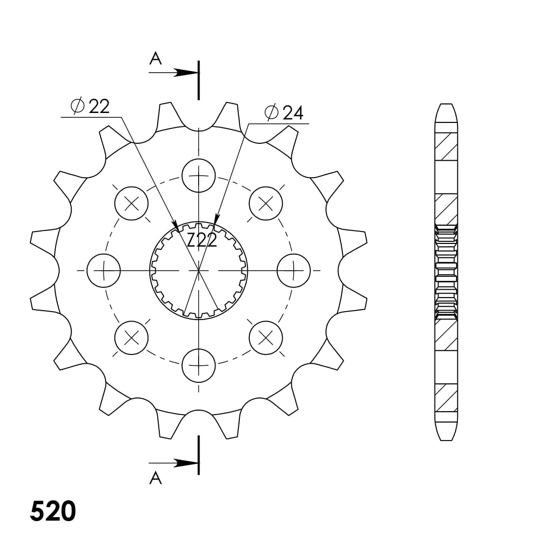 Prednji lančanik SUPERSPROX CST-394:16 16T, 520