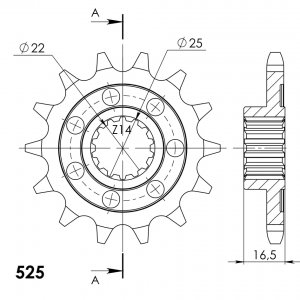 Prednji lančanik SUPERSPROX CST-4054:14 14T, 525