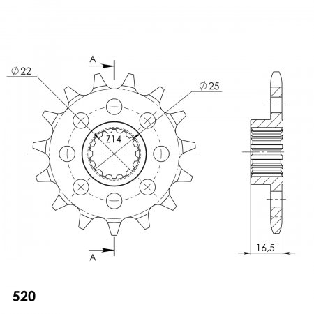 Prednji lančanik SUPERSPROX 15T, 520 for DUCATI Monster 821 (2015-2016)