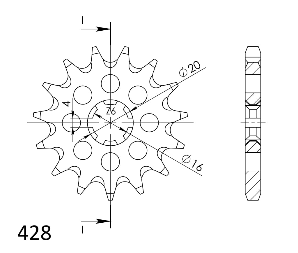 Prednji lančanik SUPERSPROX CST-416:13 13T, 428