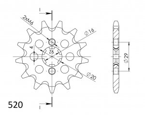 Prednji lančanik SUPERSPROX CST-422:13 13T, 520