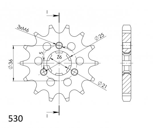 Prednji lančanik SUPERSPROX CST-424:16 16T, 530