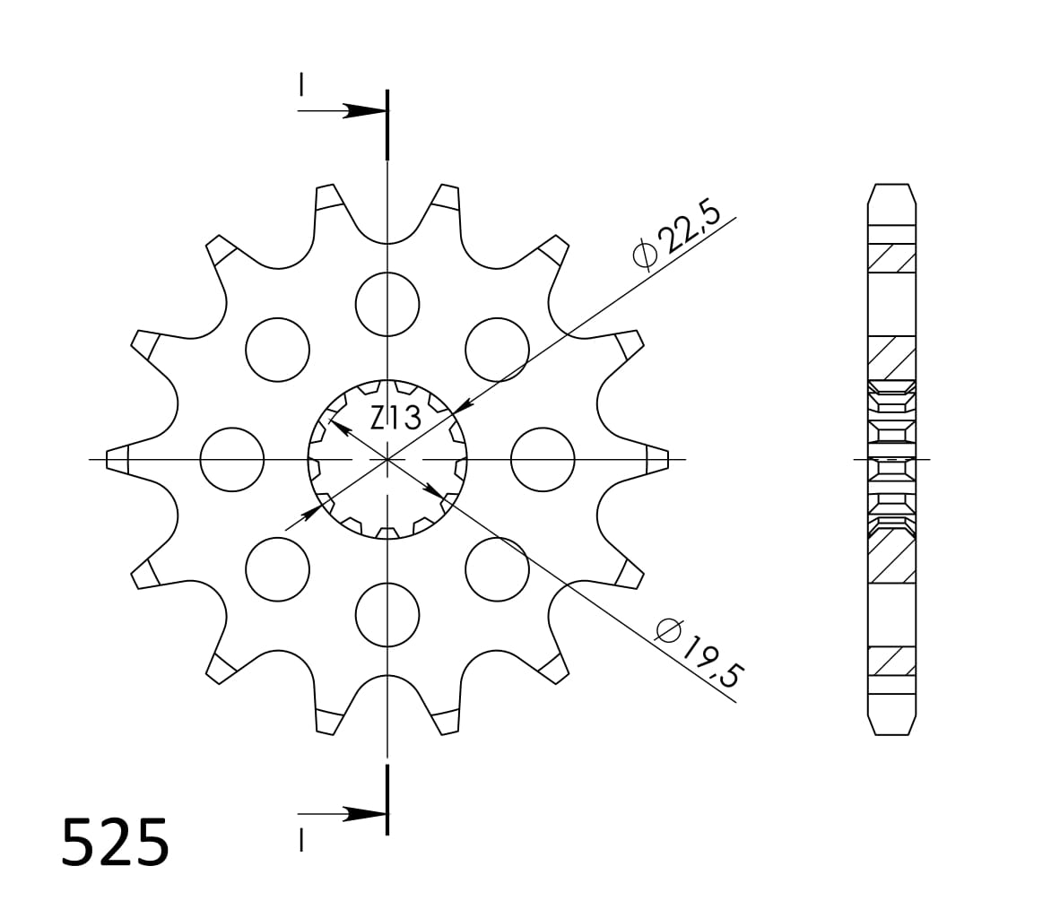 Prednji lančanik SUPERSPROX CST-433:13 13T, 525