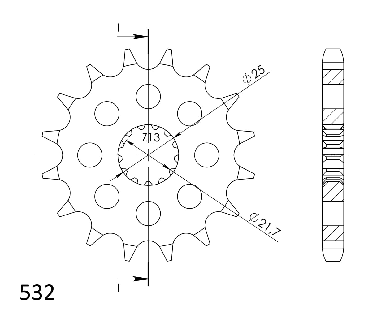 Prednji lančanik SUPERSPROX CST-440:16 16T, 532