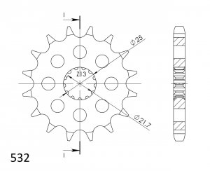 Prednji lančanik SUPERSPROX CST-440:16 16T, 532