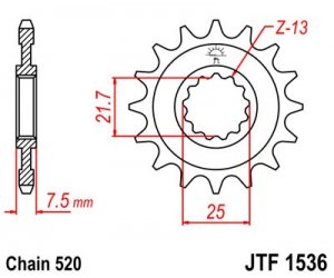 Prednji lančanik JT JTF 1536-15 15T, 520