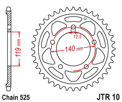 Lančenik zadnji JT JTR 10-42 42T, 525