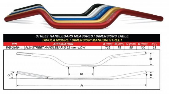 Handlebar WRP ALU-STREET Low Silver for DUCATI Monster 1000 (S) (2003-2005)